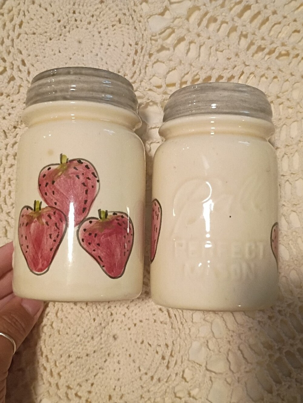 Ceramic Strawberry Salt and Pepper Shaker Set